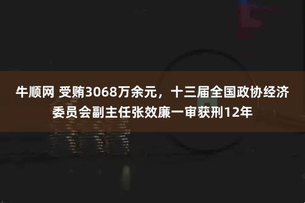 牛顺网 受贿3068万余元，十三届全国政协经济委员会副主任张效廉一审获刑12年